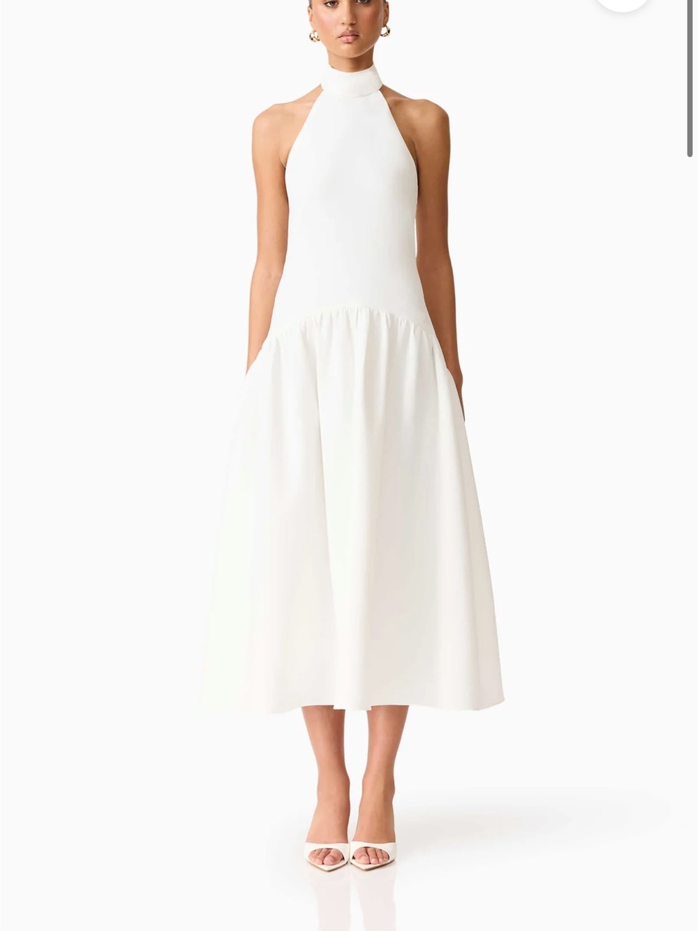 Elliatt Sleeveless High-Neck White Midi Dress